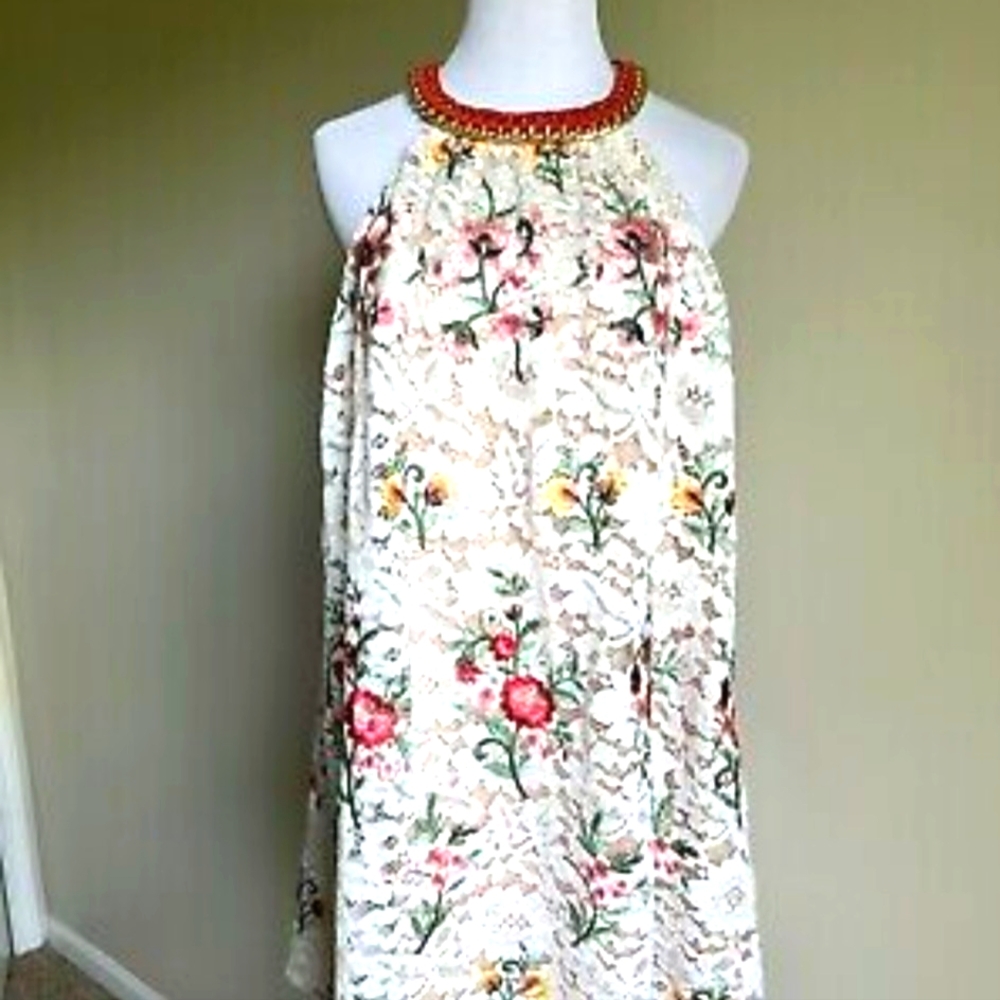 NWT Belle by Badgley Mischka Eve Lace Floral Shift Dress Size 14